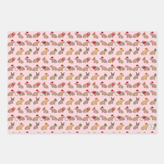 Weihnachten Capybara Niedlich Zoo Tier HandGezeich Geschenkpapier Set (Vorderseite 2)