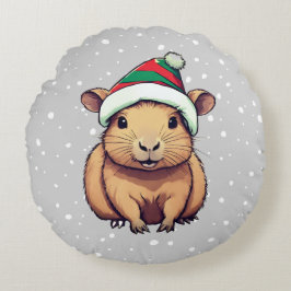 Weihnachten Capybara Rundes Kissen
