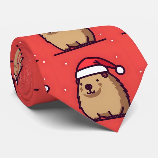 Weihnachten Capybara Schnee Krawatte (Gerollt)