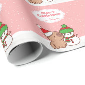 Weihnachten Capybara und Schneemann Niedlich Geschenkpapier (Rolleneckpunkt)