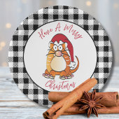 Weihnachten Cartoon Cat Weihnachtsmannmütze Urlaub Pappteller