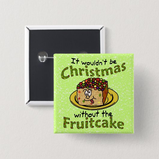 Weihnachten Cartoon Fruitcake Button (Vorne & Hinten)