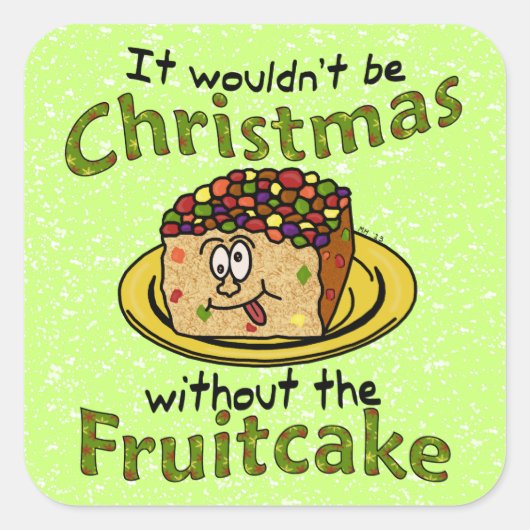 Weihnachten Cartoon Fruitcake Quadratischer Aufkleber (Vorderseite)