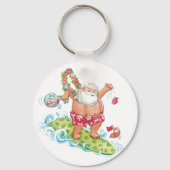 Weihnachten Cartoon Surfen Weihnachten Schlüsselanhänger (Rückseite)