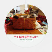Weihnachten Cat Foto Ornament Aus Metall (Rückseite)