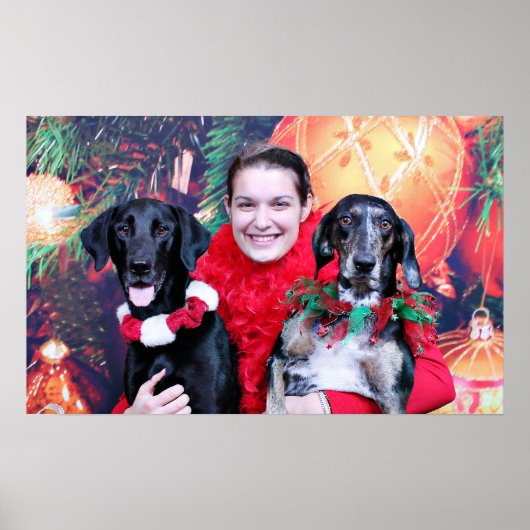 Weihnachten - Catahoula Brita und Labrador Cooper Poster (Vorne)