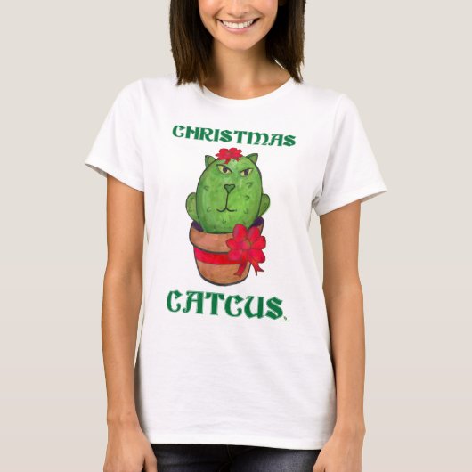 Weihnachten Catcus Holiday Cactus Cartoon Art T-Shirt (Vorderseite)