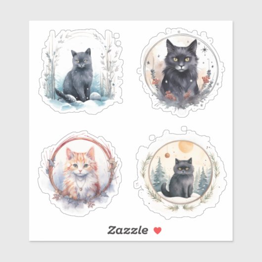 Weihnachten Cats Vinyl Sticker Set (Blatt)