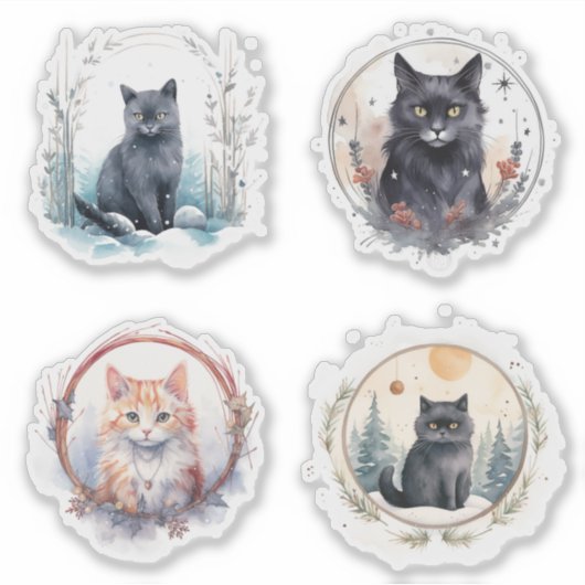 Weihnachten Cats Vinyl Sticker Set (Vorderseite)