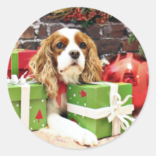 Weihnachten - Cavalier King Charles Spaniel - Popp Runder Aufkleber