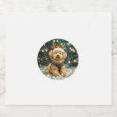 Weihnachten Cavapoo Rentierhunde Weihnachtsmannmüt Schaumweinetikett (Einzelnes Label)