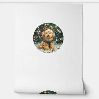 Weihnachten Cavapoo Rentierhunde Weihnachtsmannmüt Tapete