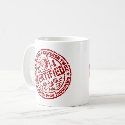 Weihnachten "Certified Naughty" Kaffeetasse (Vorderseite Links)