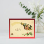 Weihnachten, Champagnerflasche Feiertagspostkarte (Stehend Vorderseite)