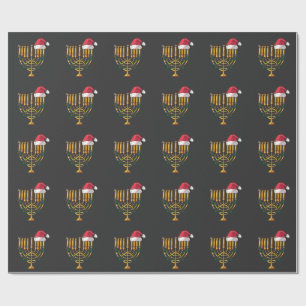 Weihnachten Chanukka jüdisch Santa Menora Geschenkpapier