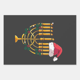 Weihnachten Chanukka jüdisch Santa Menora Geschenkpapier Set