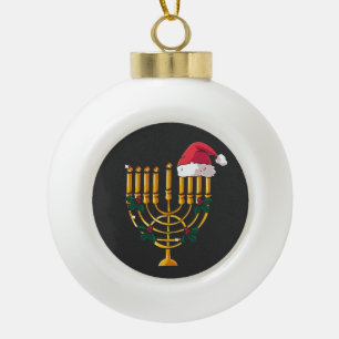 Weihnachten Chanukka jüdisch Santa Menora  Keramik Kugel-Ornament