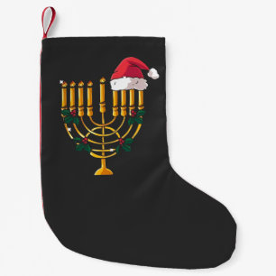 Weihnachten Chanukka jüdisch Santa Menora  Kleiner Weihnachtsstrumpf