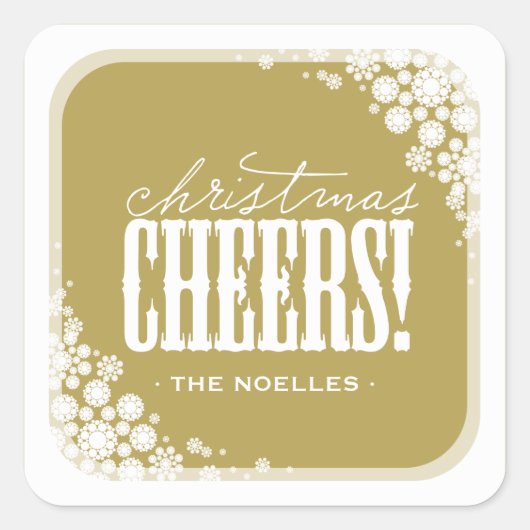 Weihnachten Cheers Elegante Schneeflocken Moderner Quadratischer Aufkleber (Vorderseite)
