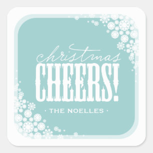Weihnachten Cheers Elegante Schneeflocken Moderner Quadratischer Aufkleber