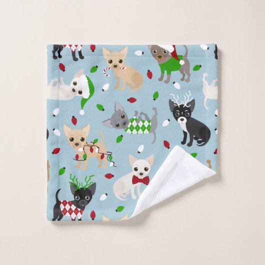 Weihnachten Chihuahua All Coats Badetuch Set (Waschlappen)