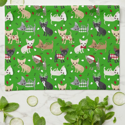 Weihnachten Chihuahua All Coats Küchentuch (Gefaltet)