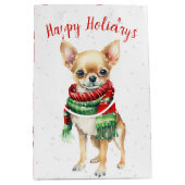 Weihnachten Chihuahua in Schneeflocken Mittlere Geschenktüte (Vorderseite)