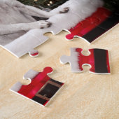 Weihnachten Chihuahua ist in einem roten Korb Puzzle (Seite)