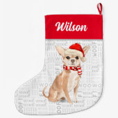Weihnachten Chihuahua mit Hundes Namen Großer Weihnachtsstrumpf (Rückseite)