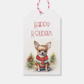 Weihnachten Chihuahua mit Weihnachtskraut Geschenkanhänger (Vorderseite)