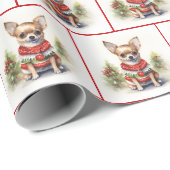 Weihnachten Chihuahua mit Weihnachtskraut Geschenkpapier (Rolleneckpunkt)