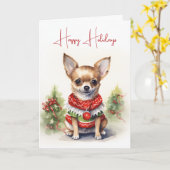 Weihnachten Chihuahua mit Weihnachtskraut Karte (Gelbe Blume)