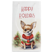 Weihnachten Chihuahua mit Weihnachtskraut Kleine Geschenktüte (Vorderseite)