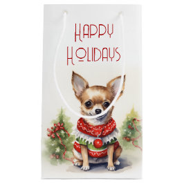 Weihnachten Chihuahua mit Weihnachtskraut Kleine Geschenktüte