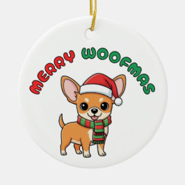 Weihnachten Chihuahua Ornament: Frohe Weihnachten Keramik Ornament