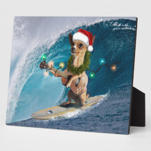 Weihnachten Chihuahua Surfing Fotoplatte