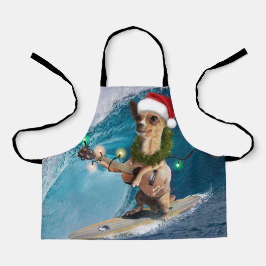 Weihnachten Chihuahua Surfing Schürze (Vorderseite)