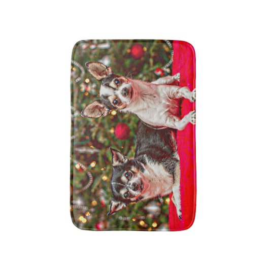 Weihnachten Chihuahuas Badematte (Vorderseite Vertikal)