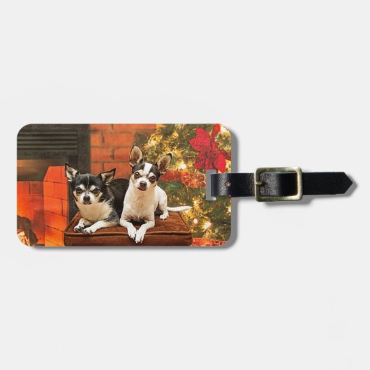 Weihnachten Chihuahuas Gepäckanhänger (Vorderseite horizontal)