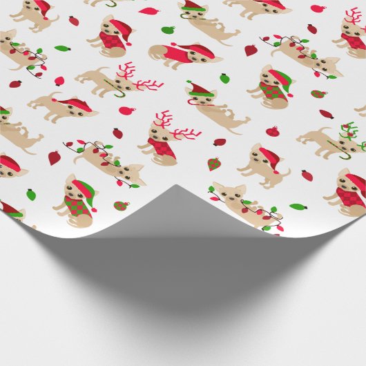 Weihnachten-Chihuahuas Geschenkpapier (Ecke)