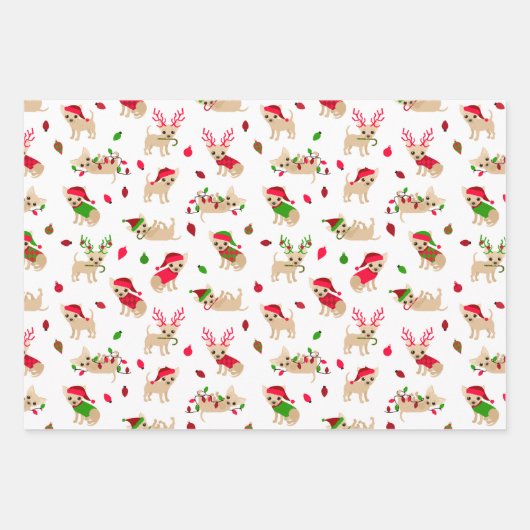 Weihnachten-Chihuahuas Geschenkpapier Set (Vorderseite)