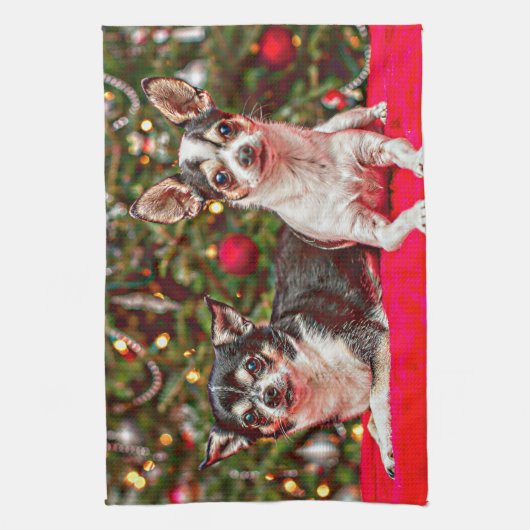 Weihnachten Chihuahuas Geschirrtuch (Vertikal)