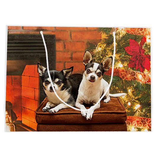 Weihnachten Chihuahuas Große Geschenktüte (Rückseite)