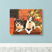 Weihnachten Chihuahuas Leinwanddruck (Insitu (Holzboden))
