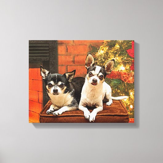 Weihnachten Chihuahuas Leinwanddruck (Vorderseite)
