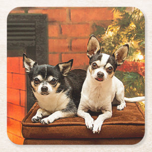 Weihnachten Chihuahuas Rechteckiger Pappuntersetzer