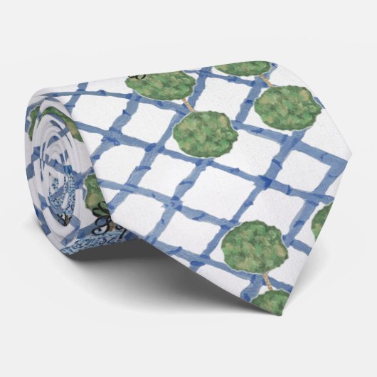 Weihnachten Chinoiserie Bamboo Topiaries Krawatte (Gerollt)