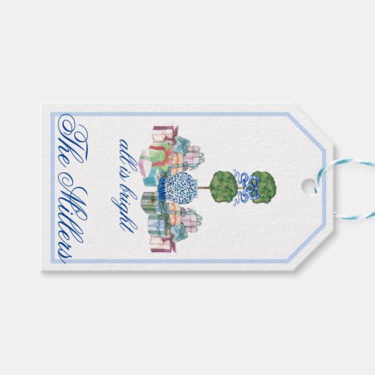 Weihnachten Chinoiserie Ginger Jar Topiary Geschen Geschenkanhänger (Vorderseite (Horizontal))