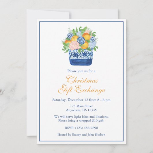 Weihnachten Chinoiserie Mandarins Party Einladung (Vorderseite)