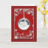 Weihnachten, Christlich, Landkirche im Ornament, Karte (Gelbe Blume)